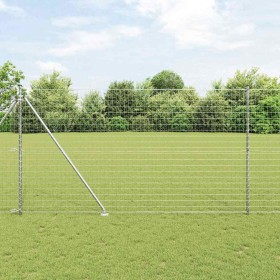 Reja con postes Plateado 1.6 x 10 m Acero