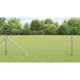 Reja con postes Plateado 0.8 x 10 m Acero