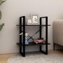 Solid black pine wood 2-level shelf 60x30x70 cm by vidaXL, Bookcases and shelves - Ref: Foro24-806436, Price: 39,17 €, Discou...