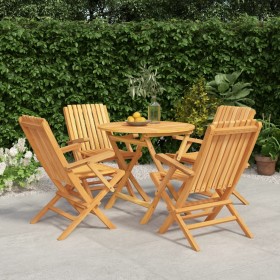Juego de comedor para jardín 5 piezas madera maciza de teca de vidaXL, Conjuntos de jardín - Ref: Foro24-3155019, Precio: 420...
