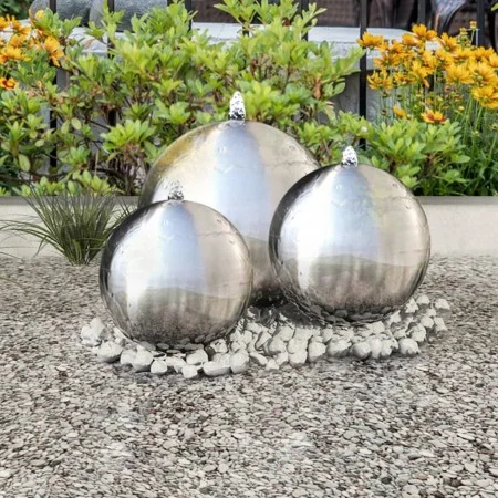 Spherical garden fountains 3 units with LED stainless steel by vidaXL, Fountains and waterfalls - Ref: Foro24-277506, Price: ...