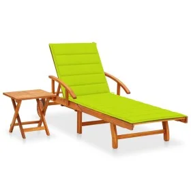 Garden lounger with table and cushion in solid acacia wood by vidaXL, Loungers - Ref: Foro24-3061628, Price: 247,49 €, Discou...