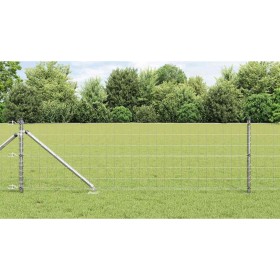 Reja con postes Plateado 0.6 x 25 m Acero
