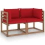2-seater pallet garden sofa with red cushions by vidaXL, Garden sets - Ref: Foro24-3067278, Price: 141,03 €, Discount: %