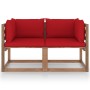 2-seater pallet garden sofa with red cushions by vidaXL, Garden sets - Ref: Foro24-3067278, Price: 125,20 €, Discount: %