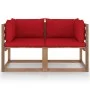 2-seater pallet garden sofa with red cushions by vidaXL, Garden sets - Ref: Foro24-3067278, Price: 141,03 €, Discount: %