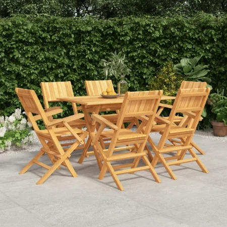 Juego de comedor de jardín 7 piezas madera maciza de teca de vidaXL, Conjuntos de jardín - Ref: Foro24-3155010, Precio: 592,5...