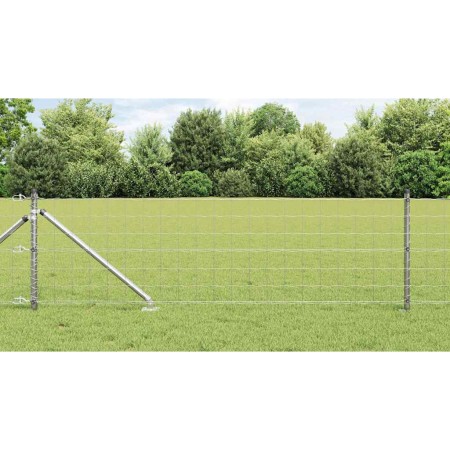 Reja con postes Plateado 0.6 x 50 m Acero