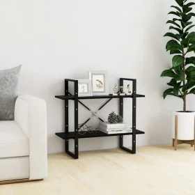 2-tier solid black pine wood shelf 80x30x70 cm by vidaXL, Bookcases and shelves - Ref: Foro24-806456, Price: 38,27 €, Discoun...