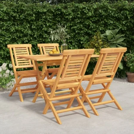 Juego de comedor para jardín 5 piezas madera maciza de teca de vidaXL, Conjuntos de jardín - Ref: Foro24-3154999, Precio: 471...