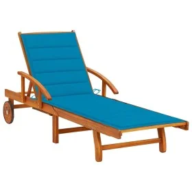 Garden lounger with solid acacia wood cushion by vidaXL, Loungers - Ref: Foro24-3061606, Price: 234,90 €, Discount: %