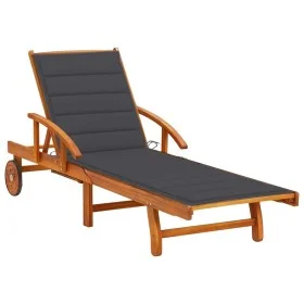 Garden lounger with solid acacia wood cushion by vidaXL, Loungers - Ref: Foro24-3061602, Price: 235,90 €, Discount: %