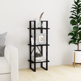3-tier solid black pine wood shelf 40x30x105 cm by vidaXL, Bookcases and shelves - Ref: Foro24-806496, Price: 50,87 €, Discou...
