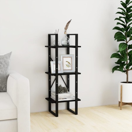 3-tier solid black pine wood shelf 40x30x105 cm by vidaXL, Bookcases and shelves - Ref: Foro24-806496, Price: 50,87 €, Discou...