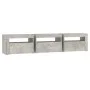 TV stand with LED lights in concrete gray, 180x35x40 cm by vidaXL, TV Furniture - Ref: Foro24-3152757, Price: 121,56 €, Disco...