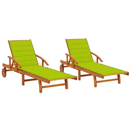 Sun loungers with cushions 2 units solid acacia wood by vidaXL, Loungers - Ref: Foro24-3077341, Price: 418,53 €, Discount: %