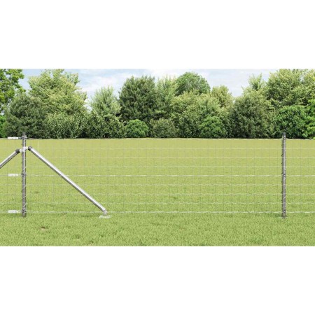 Reja con postes Plateado 0.4 x 50 m Acero