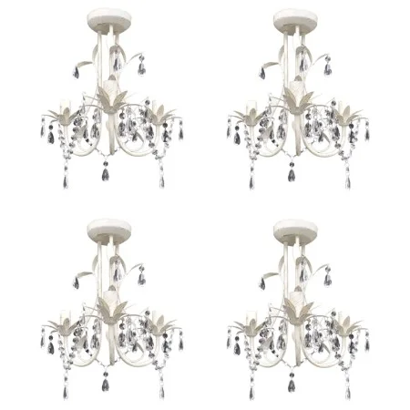 Lámparas de araña de cristal 4 unidades blanco elegante de vidaXL, Lámparas de araña - Ref: Foro24-278739, Precio: 181,12 €, ...