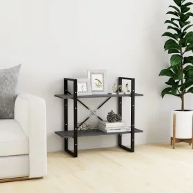 2-tier solid gray pine wood shelf 80x30x70 cm by vidaXL, Bookcases and shelves - Ref: Foro24-806454, Price: 35,55 €, Discount: %
