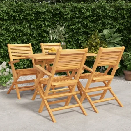 Juego de comedor para jardín 5 piezas madera maciza de teca de vidaXL, Conjuntos de jardín - Ref: Foro24-3155013, Precio: 424...