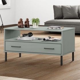 OSLO coffee table metal legs solid gray wood 85x50x45 cm by vidaXL, Coffee table - Ref: Foro24-351034, Price: 64,98 €, Discou...