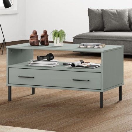 OSLO coffee table metal legs solid gray wood 85x50x45 cm by vidaXL, Coffee table - Ref: Foro24-351034, Price: 64,98 €, Discou...
