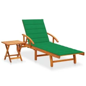 Garden lounger with table and cushion made of solid acacia wood. by vidaXL, Loungers - Ref: Foro24-3061622, Price: 242,00 €, ...