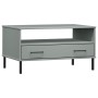 OSLO coffee table metal legs solid gray wood 85x50x45 cm by vidaXL, Coffee table - Ref: Foro24-351034, Price: 64,98 €, Discou...
