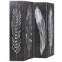 Biombo divisor plegable 160x170 cm plumas blanco y negro
