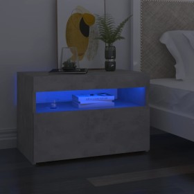 Bedside table with LED concrete gray plywood 60x35x40 cm by vidaXL, Nightstands - Ref: Foro24-3082782, Price: 40,87 €, Discou...