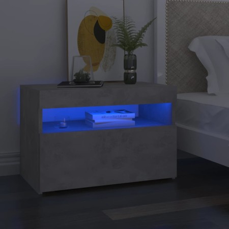 Bedside table with LED concrete gray plywood 60x35x40 cm by vidaXL, Nightstands - Ref: Foro24-3082782, Price: 40,87 €, Discou...