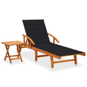 Garden lounger with table and cushion in solid acacia wood by vidaXL, Loungers - Ref: Foro24-3061624, Price: 247,49 €, Discou...