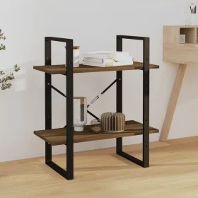 Plywood shelving unit 2 levels brown oak 60x30x70 cm by vidaXL, Bookcases and shelves - Ref: Foro24-821308, Price: 42,33 €, D...