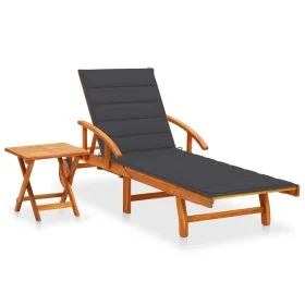 Garden sun lounger with solid acacia wood cushion. by vidaXL, Loungers - Ref: Foro24-3061617, Price: 247,69 €, Discount: %