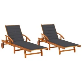 Sun loungers with cushions 2 units solid acacia wood by vidaXL, Loungers - Ref: Foro24-3077330, Price: 462,79 €, Discount: %