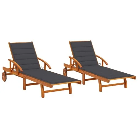 Sun loungers with cushions 2 units solid acacia wood by vidaXL, Loungers - Ref: Foro24-3077330, Price: 462,79 €, Discount: %