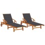 Sonnenliegen mit Kissen 2 Einheiten aus massivem Akazienholz von vidaXL, Liegen - Ref: Foro24-3077330, Preis: 418,67 €, Rabat...