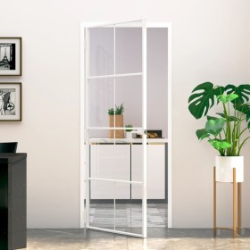 Puerta de interior vidrio templado y aluminio blanco 83x201,5cm