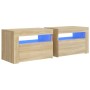 Nachttische mit LED-Lichtern 2 Stück Sonoma-Eiche 60x35x40 cm von vidaXL, Nachttische - Ref: Foro24-3080737, Preis: 83,18 €, ...