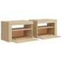 Mesitas de noche con luces LEDs 2 uds roble Sonoma 60x35x40 cm by vidaXL, Nightstands - Ref: Foro24-3080737, Price: 82,73 €, ...