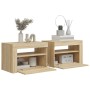Nachttische mit LED-Lichtern 2 Stück Sonoma-Eiche 60x35x40 cm von vidaXL, Nachttische - Ref: Foro24-3080737, Preis: 83,18 €, ...