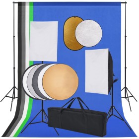 Kit estudio fotográfico softbox, sombrillas, fondo y reflector