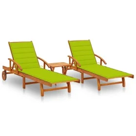 Sun loungers with table and cushions 2 pcs solid acacia wood by vidaXL, Loungers - Ref: Foro24-3077356, Price: 468,81 €, Disc...