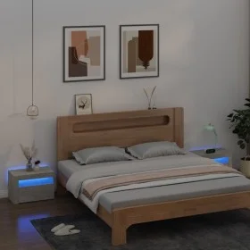 Bedside tables with LEDs 2 units concrete gray 60x35x40 cm by vidaXL, Nightstands - Ref: Foro24-3080738, Price: 91,68 €, Disc...