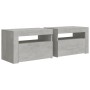 Nachttische mit LEDs 2 Einheiten betongrau 60x35x40 cm von vidaXL, Nachttische - Ref: Foro24-3080738, Preis: 89,43 €, Rabatt: %
