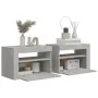 Bedside tables with LEDs 2 units concrete gray 60x35x40 cm by vidaXL, Nightstands - Ref: Foro24-3080738, Price: 91,68 €, Disc...