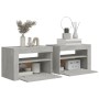 Nachttische mit LEDs 2 Einheiten betongrau 60x35x40 cm von vidaXL, Nachttische - Ref: Foro24-3080738, Preis: 89,43 €, Rabatt: %