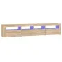 Mueble de TV con luces LED roble Sonoma 210x35x40 cm de vidaXL, Muebles TV - Ref: Foro24-3152732, Precio: 139,11 €, Descuento: %