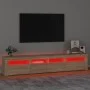 Mueble de TV con luces LED roble Sonoma 210x35x40 cm de vidaXL, Muebles TV - Ref: Foro24-3152732, Precio: 139,11 €, Descuento: %