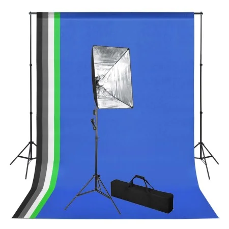 Photo studio set with backdrop and softbox lighting by vidaXL, Flashes and studio lighting - Ref: Foro24-3051358, Price: 117,...